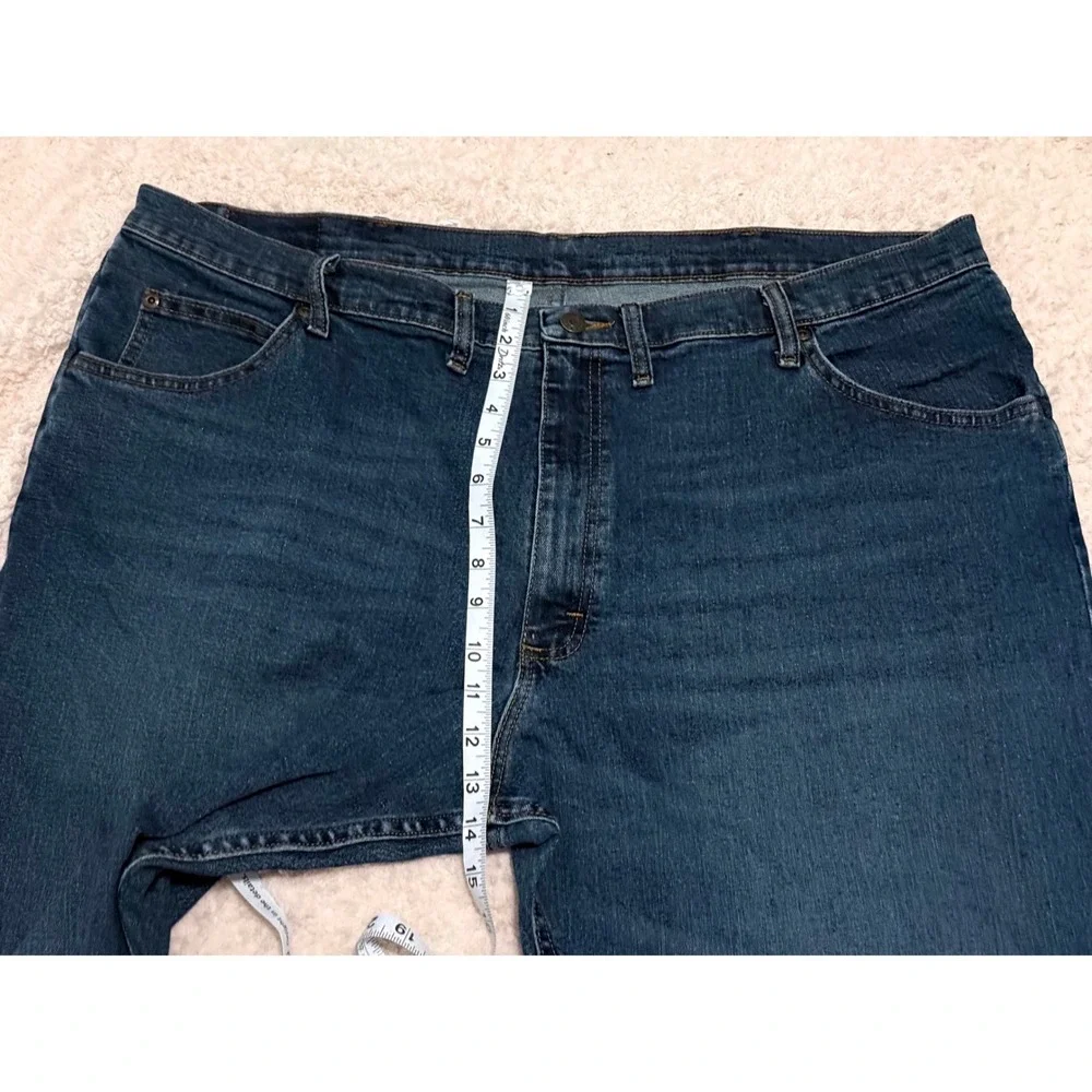 Wrangler Premium Quality Mens Dark Wash Straight Leg Denim Jeans Blue 44x29‎